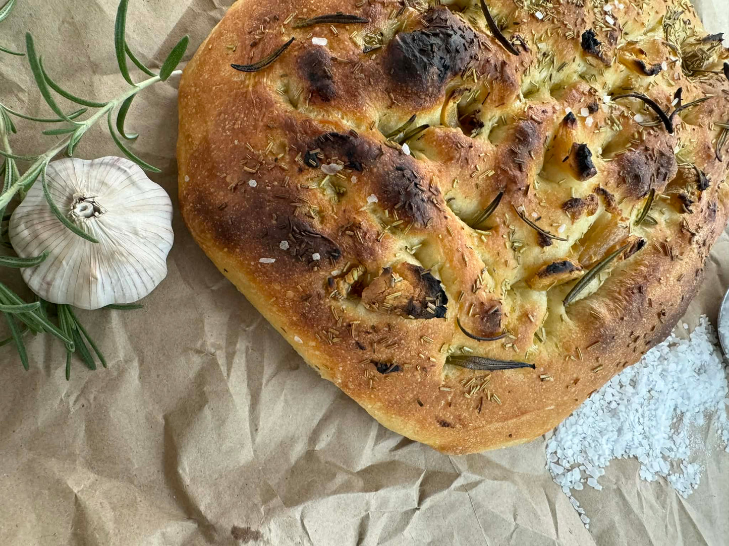 Sourdough Focaccia with Roasted Garlic & Rosemary