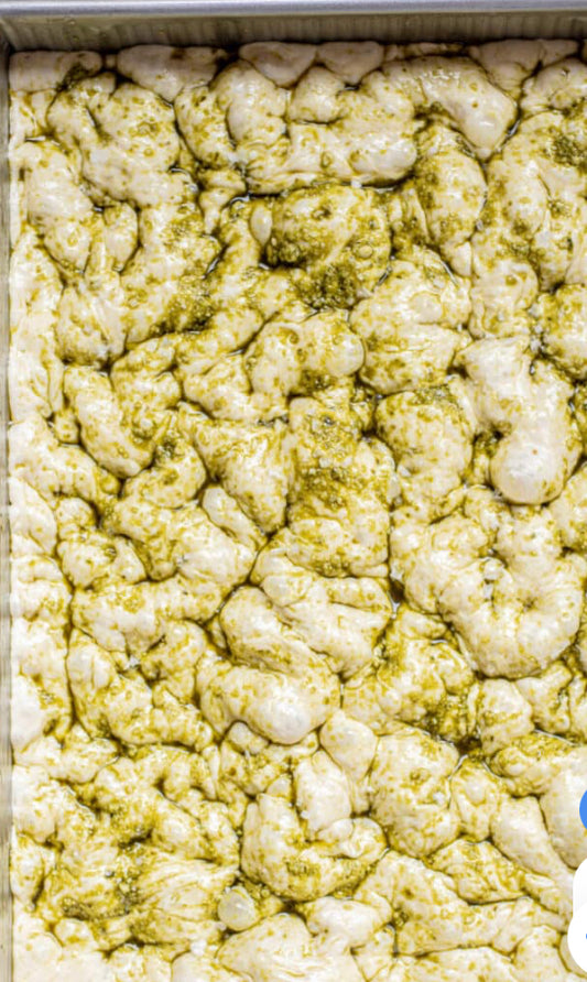 Homemade Basil and Kale Pesto Focaccia
