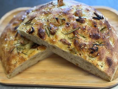 Sourdough Focaccia with Roasted Garlic & Rosemary