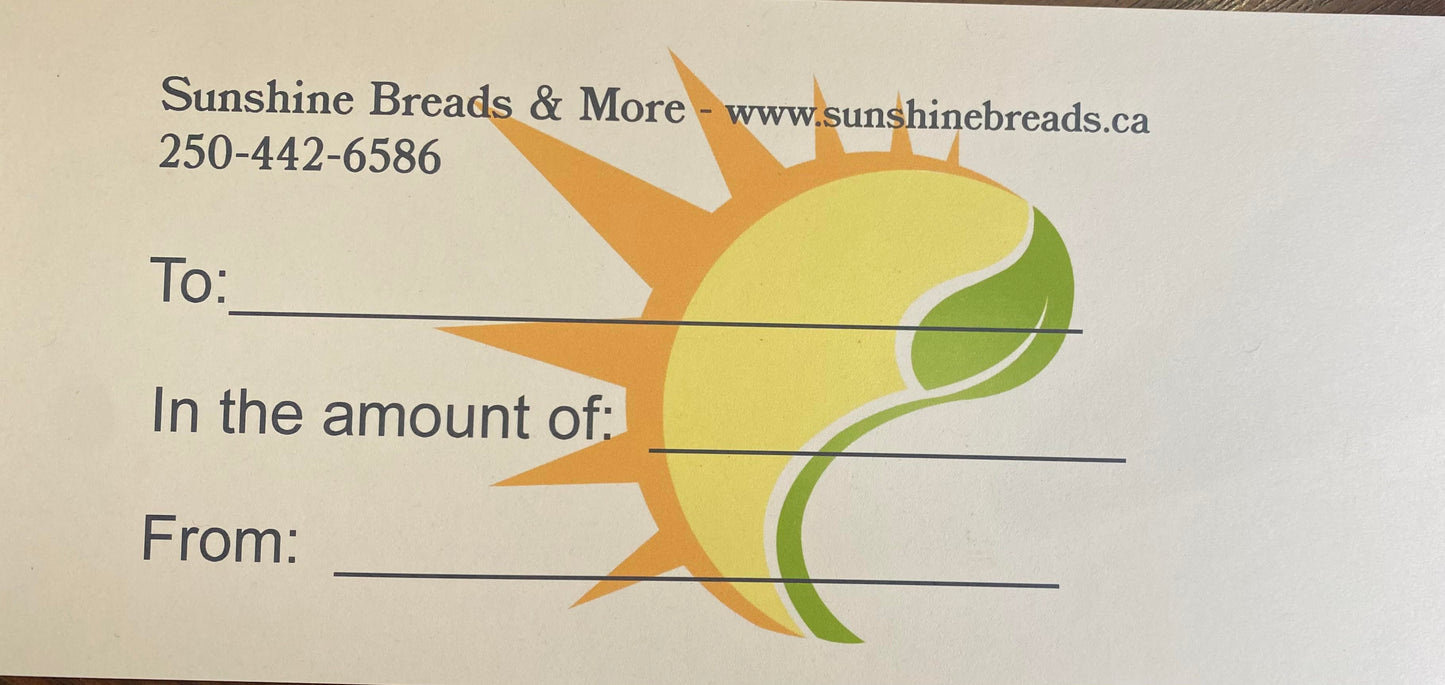 Sunshine Breads & More Gift Certificate